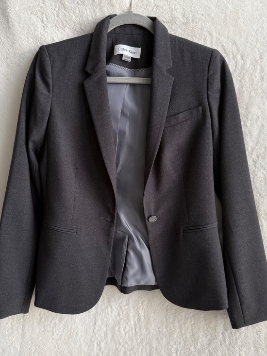 NWOT Calvin Klein Suit Jacket - Charcoal Gray - Size 6P - Picture 12 of 12